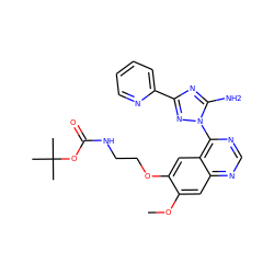 COc1cc2ncnc(-n3nc(-c4ccccn4)nc3N)c2cc1OCCNC(=O)OC(C)(C)C ZINC000653693470