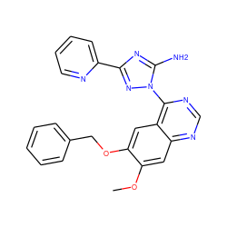 COc1cc2ncnc(-n3nc(-c4ccccn4)nc3N)c2cc1OCc1ccccc1 ZINC000653706325