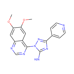 COc1cc2ncnc(-n3nc(-c4ccncc4)nc3N)c2cc1OC ZINC000653792876