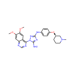 COc1cc2ncnc(-n3nc(Nc4ccc(O[C@@H]5CCCN(C)C5)cc4)nc3N)c2cc1OC ZINC000140330119