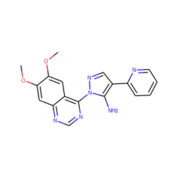 COc1cc2ncnc(-n3ncc(-c4ccccn4)c3N)c2cc1OC ZINC000653784868