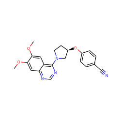 COc1cc2ncnc(N3CC[C@@H](Oc4ccc(C#N)cc4)C3)c2cc1OC ZINC000014956429