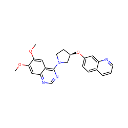 COc1cc2ncnc(N3CC[C@@H](Oc4ccc5cccnc5c4)C3)c2cc1OC ZINC000014956500