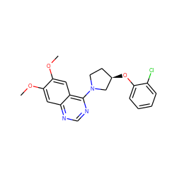 COc1cc2ncnc(N3CC[C@@H](Oc4ccccc4Cl)C3)c2cc1OC ZINC000014956422