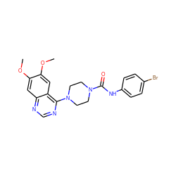 COc1cc2ncnc(N3CCN(C(=O)Nc4ccc(Br)cc4)CC3)c2cc1OC ZINC000001489713