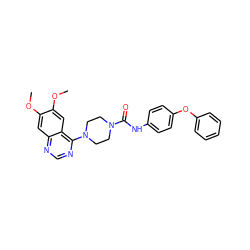 COc1cc2ncnc(N3CCN(C(=O)Nc4ccc(Oc5ccccc5)cc4)CC3)c2cc1OC ZINC000013474785