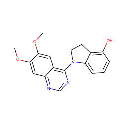 COc1cc2ncnc(N3CCc4c(O)cccc43)c2cc1OC ZINC000653746437