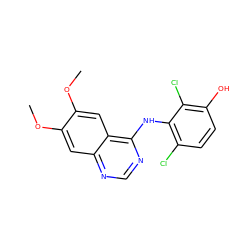 COc1cc2ncnc(Nc3c(Cl)ccc(O)c3Cl)c2cc1OC ZINC000653720448