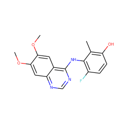 COc1cc2ncnc(Nc3c(F)ccc(O)c3C)c2cc1OC ZINC000653720437