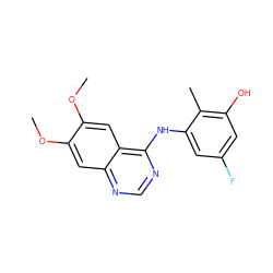 COc1cc2ncnc(Nc3cc(F)cc(O)c3C)c2cc1OC ZINC000653720546