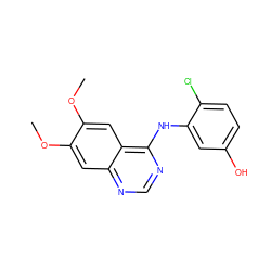 COc1cc2ncnc(Nc3cc(O)ccc3Cl)c2cc1OC ZINC000653726560