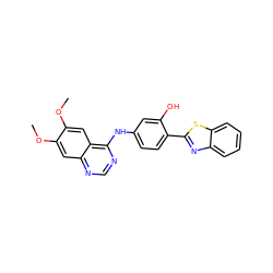 COc1cc2ncnc(Nc3ccc(-c4nc5ccccc5s4)c(O)c3)c2cc1OC ZINC000040404224