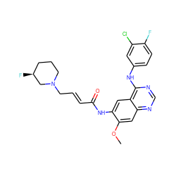 COc1cc2ncnc(Nc3ccc(F)c(Cl)c3)c2cc1NC(=O)/C=C/CN1CCC[C@H](F)C1 ZINC000035802501