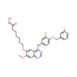 COc1cc2ncnc(Nc3ccc(OCc4cccc(F)c4)c(Cl)c3)c2cc1OCCCCCCC(=O)NO ZINC000049762914