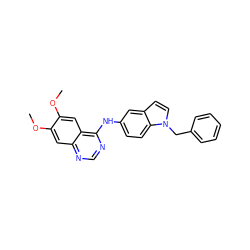 COc1cc2ncnc(Nc3ccc4c(ccn4Cc4ccccc4)c3)c2cc1OC ZINC000029211090