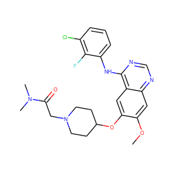 COc1cc2ncnc(Nc3cccc(Cl)c3F)c2cc1OC1CCN(CC(=O)N(C)C)CC1 ZINC000096921644