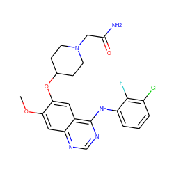 COc1cc2ncnc(Nc3cccc(Cl)c3F)c2cc1OC1CCN(CC(N)=O)CC1 ZINC000003818203