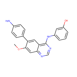 COc1cc2ncnc(Nc3cccc(O)c3)c2cc1-c1ccc(N)cc1 ZINC000143079204