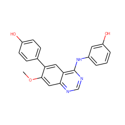 COc1cc2ncnc(Nc3cccc(O)c3)c2cc1-c1ccc(O)cc1 ZINC000143284418