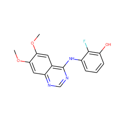 COc1cc2ncnc(Nc3cccc(O)c3F)c2cc1OC ZINC000653717807