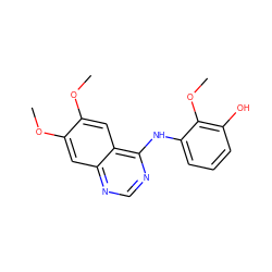 COc1cc2ncnc(Nc3cccc(O)c3OC)c2cc1OC ZINC000653717818