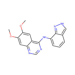 COc1cc2ncnc(Nc3cccc4c[nH]nc34)c2cc1OC ZINC000653852857