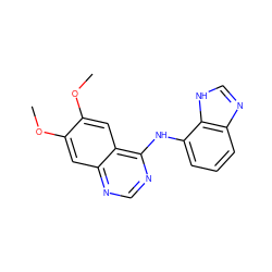 COc1cc2ncnc(Nc3cccc4nc[nH]c34)c2cc1OC ZINC000653848667