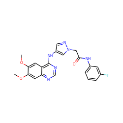 COc1cc2ncnc(Nc3cnn(CC(=O)Nc4cccc(F)c4)c3)c2cc1OC ZINC000073221967