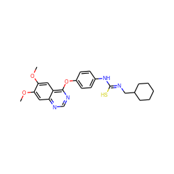 COc1cc2ncnc(Oc3ccc(N/C(S)=N/CC4CCCCC4)cc3)c2cc1OC ZINC000013684351