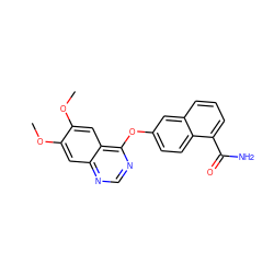 COc1cc2ncnc(Oc3ccc4c(C(N)=O)cccc4c3)c2cc1OC ZINC000029134619