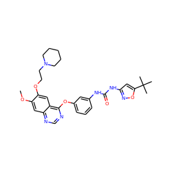 COc1cc2ncnc(Oc3cccc(NC(=O)Nc4cc(C(C)(C)C)on4)c3)c2cc1OCCN1CCCCC1 ZINC000072181293