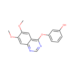 COc1cc2ncnc(Oc3cccc(O)c3)c2cc1OC ZINC000653742671