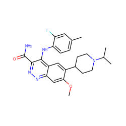 COc1cc2nnc(C(N)=O)c(Nc3ccc(C)cc3F)c2cc1C1CCN(C(C)C)CC1 ZINC000096913700