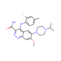 COc1cc2nnc(C(N)=O)c(Nc3ccc(C)cc3F)c2cc1N1CCN(C(C)C)CC1 ZINC000096913689