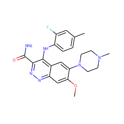 COc1cc2nnc(C(N)=O)c(Nc3ccc(C)cc3F)c2cc1N1CCN(C)CC1 ZINC000066156765