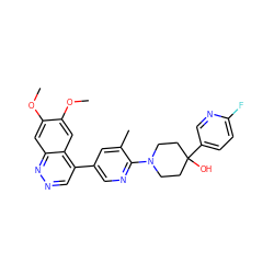 COc1cc2nncc(-c3cnc(N4CCC(O)(c5ccc(F)nc5)CC4)c(C)c3)c2cc1OC ZINC000299860813