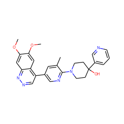 COc1cc2nncc(-c3cnc(N4CCC(O)(c5cccnc5)CC4)c(C)c3)c2cc1OC ZINC000043203428