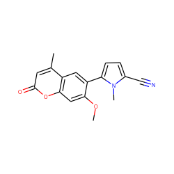 COc1cc2oc(=O)cc(C)c2cc1-c1ccc(C#N)n1C ZINC001772646742