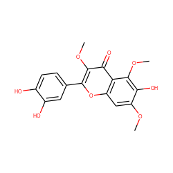 COc1cc2oc(-c3ccc(O)c(O)c3)c(OC)c(=O)c2c(OC)c1O ZINC000014436902