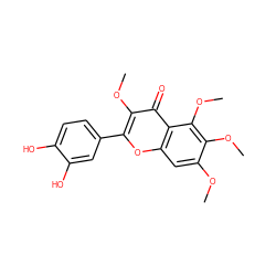 COc1cc2oc(-c3ccc(O)c(O)c3)c(OC)c(=O)c2c(OC)c1OC ZINC000040405395