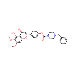 COc1cc2oc(-c3ccc(OC(=O)N4CCN(Cc5ccccc5)CC4)cc3)cc(=O)c2c(O)c1OC ZINC000299864795