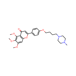 COc1cc2oc(-c3ccc(OCCCCN4CCN(C)CC4)cc3)cc(=O)c2c(OC)c1OC ZINC000473111967