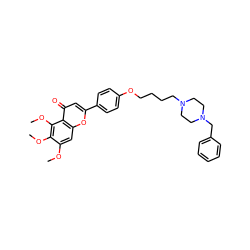 COc1cc2oc(-c3ccc(OCCCCN4CCN(Cc5ccccc5)CC4)cc3)cc(=O)c2c(OC)c1OC ZINC000473114035