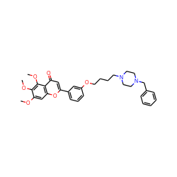 COc1cc2oc(-c3cccc(OCCCCN4CCN(Cc5ccccc5)CC4)c3)cc(=O)c2c(OC)c1OC ZINC000473112086