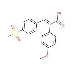 COc1ccc(/C(=C\c2ccc(S(C)(=O)=O)cc2)C(=O)O)cc1 ZINC000029060927