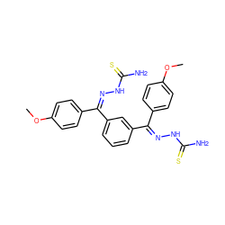 COc1ccc(/C(=N/NC(N)=S)c2cccc(/C(=N/NC(N)=S)c3ccc(OC)cc3)c2)cc1 ZINC000145475125