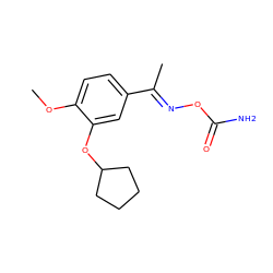 COc1ccc(/C(C)=N/OC(N)=O)cc1OC1CCCC1 ZINC000000000308