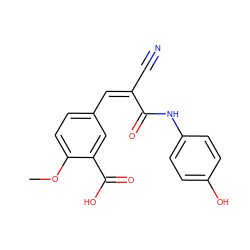 COc1ccc(/C=C(/C#N)C(=O)Nc2ccc(O)cc2)cc1C(=O)O ZINC000004974056