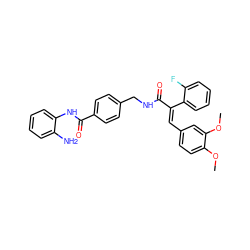 COc1ccc(/C=C(/C(=O)NCc2ccc(C(=O)Nc3ccccc3N)cc2)c2ccccc2F)cc1OC ZINC000059262999