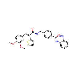 COc1ccc(/C=C(/C(=O)NCc2ccc(C(=O)Nc3ccccc3N)cc2)c2cccs2)cc1OC ZINC000059263721